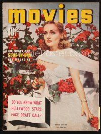 6h130 MODERN MOVIES magazine December 1940 portrait of beautiful Carole Lombard with flowers!