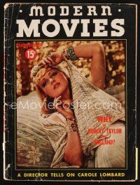 6h124 MODERN MOVIES magazine November 1937 a director tells on sexy Carole Lombard!