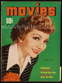 6h128 MODERN MOVIES magazine October 1940 portrait of pretty smiling Claudette Colbert!