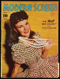 6h147 MODERN SCREEN magazine May 1940 portrait of pretty Ginger Rogers in colorful dress!