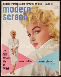 6h151 MODERN SCREEN magazine Oct 1955 the very private life of Marilyn Monroe, photo by Sam Shaw!