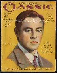 6h138 MOTION PICTURE CLASSIC magazine November 1926 art portrait John Barrymore by Cruikshank!