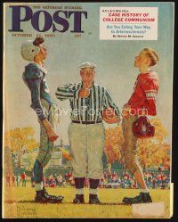 6h188 SATURDAY EVENING POST magazine Oct 21, 1950 wacky high school football art by Norman Rockwell!