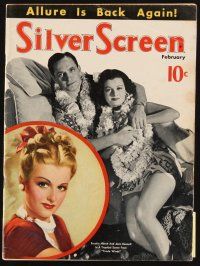 6h119 SILVER SCREEN magazine Feb 1939 art of Joan Bennett by Marland Stone + photo w/Fredric March