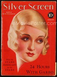 6h102 SILVER SCREEN magazine January 1931 cool art of Constance Bennett by John Rolston Clarke!