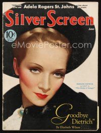 6h114 SILVER SCREEN magazine June 1933 art of Marlene Dietrich as Lily in Song of Songs by Clarke!