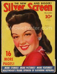 6h121 SILVER SCREEN magazine November 1940 art of smiling Rosalind Russell by Marland Stone!