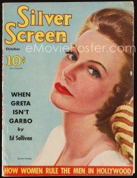 6h120 SILVER SCREEN magazine October 1939 art of beautiful Greta Garbo by Marland Stone!