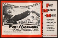 6h396 FORT MASSACRE pressbook '58 Joel McCrea & Forrest Tucker fight the fierce Apache!