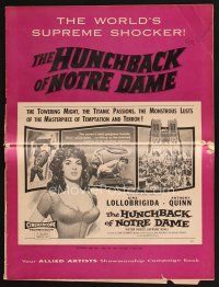 6h409 HUNCHBACK OF NOTRE DAME pressbook '57 Anthony Quinn as Quasimodo, sexy Gina Lollobrigida!