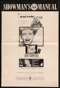 6h412 I SAW WHAT YOU DID pressbook '65 Joan Crawford, William Castle, you may be the next target!