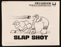 6h458 SLAP SHOT pressbook '77 Paul Newman hockey sports classic, great artwork!