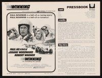 6h473 WINNING pressbook R73 Paul Newman, Joanne Woodward, Indy car racing art by Howard Terpning!