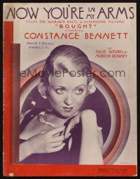 6h320 BOUGHT sheet music '31 portriat of sexy Constance Bennett, Now You're in My Arms!