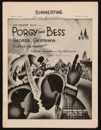 6h337 PORGY & BESS stage play sheet music '35 art by B. Harris, Gershwin, Summertime!