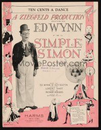 6h339 SIMPLE SIMON stage play sheet music '30 Ed Wynn, Rodgers & Hart, Ten Cents a Dance!