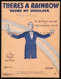 6h342 SINGING FOOL sheet music '28 Al Jolson, There's a Rainbow 'Round my Shoulder!