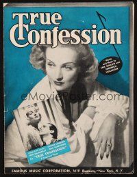 6h347 TRUE CONFESSION sheet music '37 c/u of Carole Lombard, Fred MacMurray, the title song!