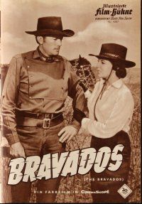 6h228 BRAVADOS German program '58 different images of cowboy Gregory Peck & sexy Joan Collins!