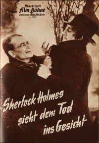 6h263 SHERLOCK HOLMES SIEHT DEM TOD INS GESICHT German program '58 Basil Rathbone, different!