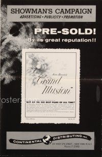 6h402 GRAND ILLUSION pressbook R60s Jean Renoir anti-war classic, Erich von Stroheim