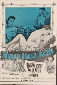 6h406 HELL'S HALF ACRE pressbook '54 Wendell Corey romances sexy Evelyn Keyes in Hawaii!