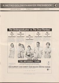6h415 IMPOSSIBLE YEARS pressbook '68 David Niven, sexy Cristina Ferrare, undergrads vs. over-30s!