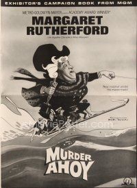 6h437 MURDER AHOY pressbook '64 art of Margaret Rutherford as Agatha Christie's Miss Marple!