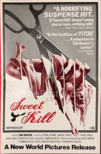 6h462 SWEET KILL pressbook '72 Curtis Hanson directed, wild art of sexy girl chopped up by scissors!