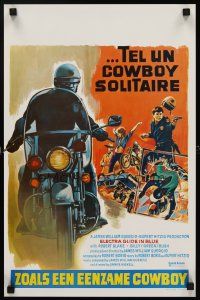 6j669 ELECTRA GLIDE IN BLUE Belgian '73 different art of motorcycle cop Robert Blake in action!