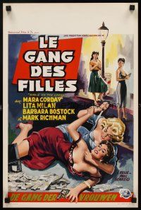 6j680 GIRLS ON THE LOOSE Belgian '58 great catfight art of sexy girls in gangs who stop at nothing
