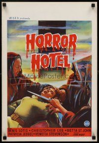 6j688 HORROR HOTEL Belgian '60 artwork of Christopher Lee, English horror!