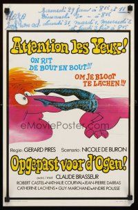 6j709 LET'S MAKE A DIRTY MOVIE Belgian '77 Attention les yeux, French sex, great wacky artwork!