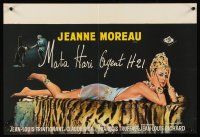 6j719 MATA HARI, AGENT H21 Belgian '64 art of sexy spy Jeanne Moreau laying across a tiger pelt!
