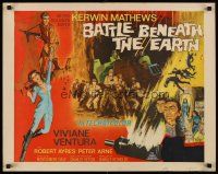 6j024 BATTLE BENEATH THE EARTH 1/2sh '68 cool sci-fi art of Kerwin Mathews & sexy Viviane Ventura!