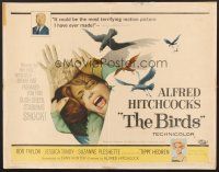 6j034 BIRDS 1/2sh '63 Alfred Hitchcock, art of Tippi Hedren attacked by birds!