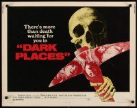6j083 DARK PLACES 1/2sh '74 Christopher Lee, Joan Collins, cool image of skull & pick axe!