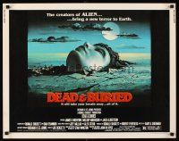 6j088 DEAD & BURIED 1/2sh '81 wild horror art of person buried up to the neck by Campanile!