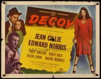 6j093 DECOY 1/2sh '46 super sexy bad girl Jean Gillie with gun, film noir!