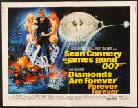 6j099 DIAMONDS ARE FOREVER 1/2sh '71 art of Sean Connery as James Bond by Robert McGinnis!