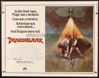 6j108 DRAGONSLAYER 1/2sh '81 cool Jeff Jones fantasy artwork of Peter MacNicol w/spear, dragon!