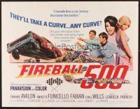 6j118 FIREBALL 500 1/2sh '66 Frankie Avalon & sexy Annette Funicello, cool stock car racing art!