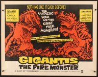 6j132 GIGANTIS THE FIRE MONSTER 1/2sh '59 cool art of Godzilla breathing flames at Angurus!
