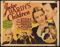 6j198 JUDGE HARDY'S CHILDREN 1/2sh '38 Lewis Stone & Mickey Rooney as Andy Hardy!
