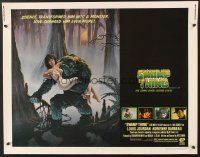 6j345 SWAMP THING 1/2sh '82 Wes Craven, Richard Hescox art of him holding sexy Adrienne Barbeau!
