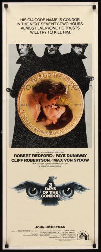 6k124 3 DAYS OF THE CONDOR int'l insert '75 secret agent Robert Redford & Faye Dunaway!