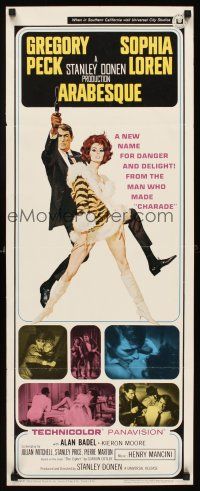 6k154 ARABESQUE insert '66 Gregory Peck, sexy Sophia Loren, a new name for danger and delight!