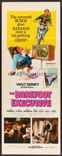 6k171 BAREFOOT EXECUTIVE insert '71 Disney, art of Kurt Russell & wacky chimp gone bananas!