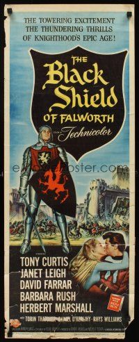 6k204 BLACK SHIELD OF FALWORTH insert '54 art of Tony Curtis & Janet Leigh by Reynold Brown!
