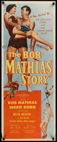 6k219 BOB MATHIAS STORY insert '54 Olympic decathlon gold winner lifts his wife Melba!